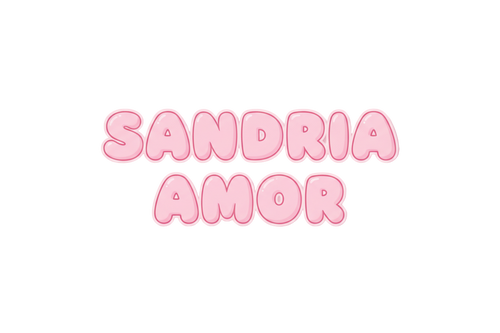 Sandria Amor in pink bubble letters